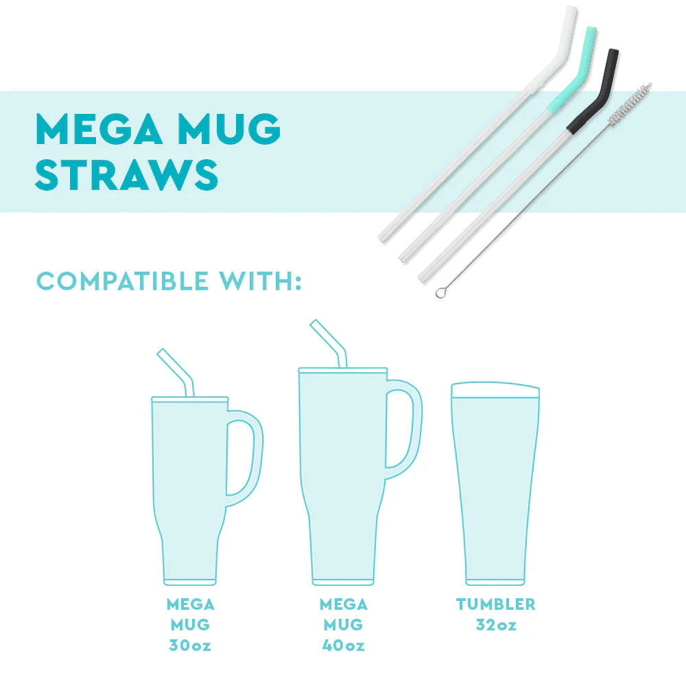 Hydrangea/Blue/Navy Reusable Straw Set Mega Mug