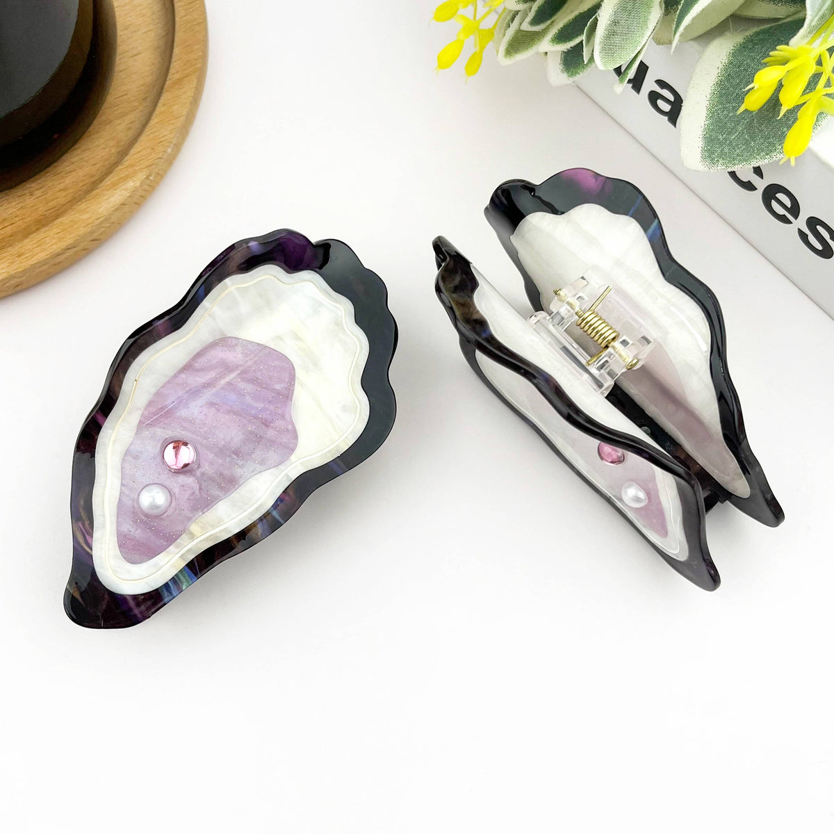 Pearl Oyster Claw Clip, Ocean Inspired Hair Clips