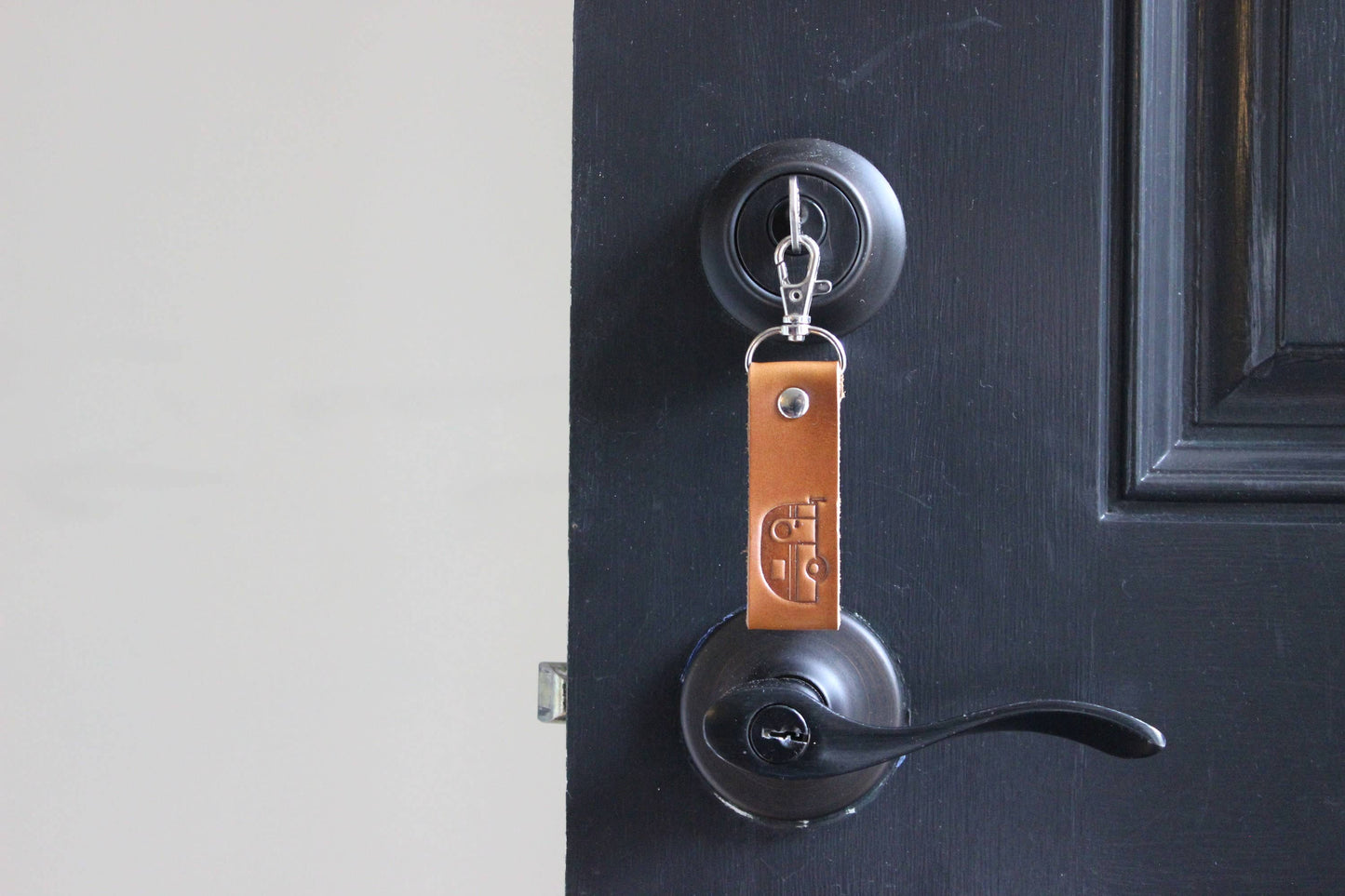 Leather Camper Glamping Keychain