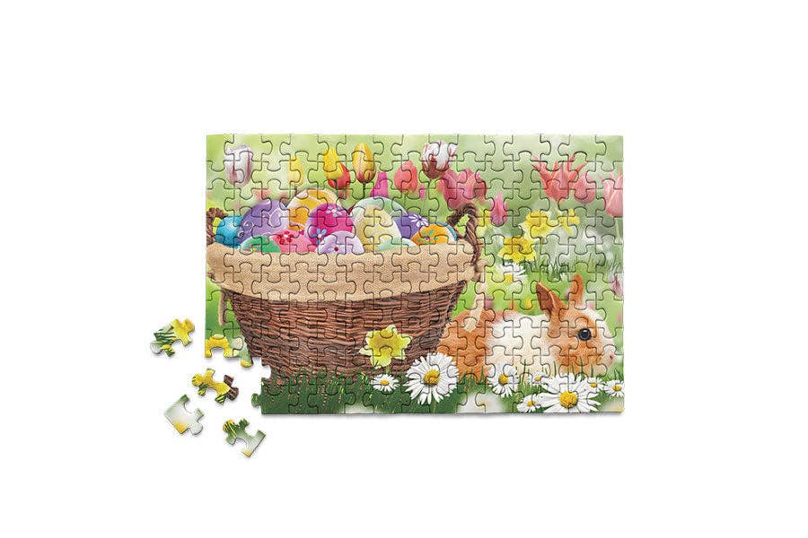 Easter Spring Flowers Basket Bunny Gift Mini Jigsaw Puzzle