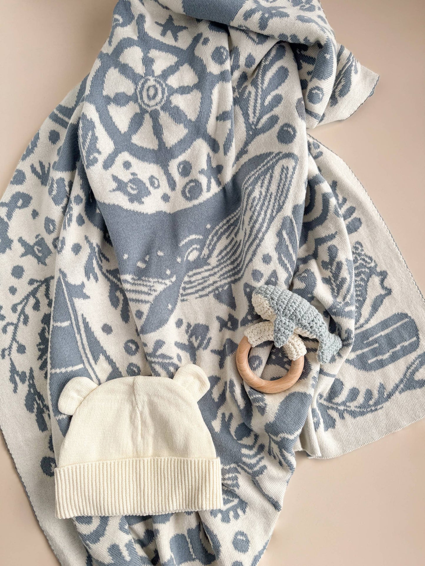 Nautical Blanket Organic Cotton Baby Gift Spring Summer