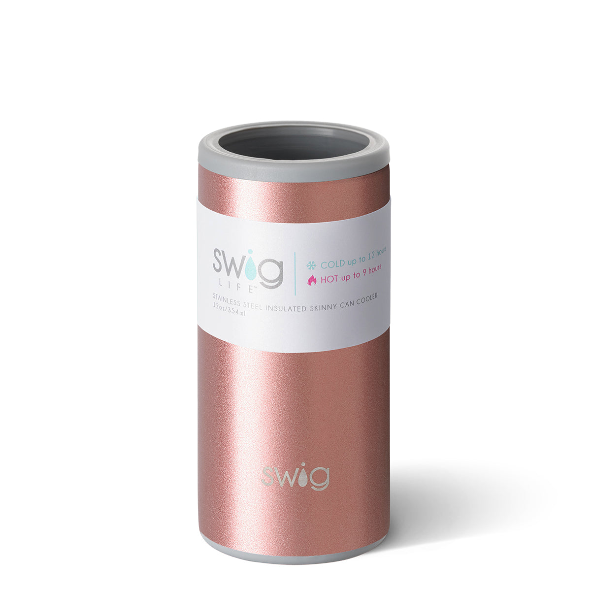 Shimmer Rose Gold Skinny Can Cooler (12oz)