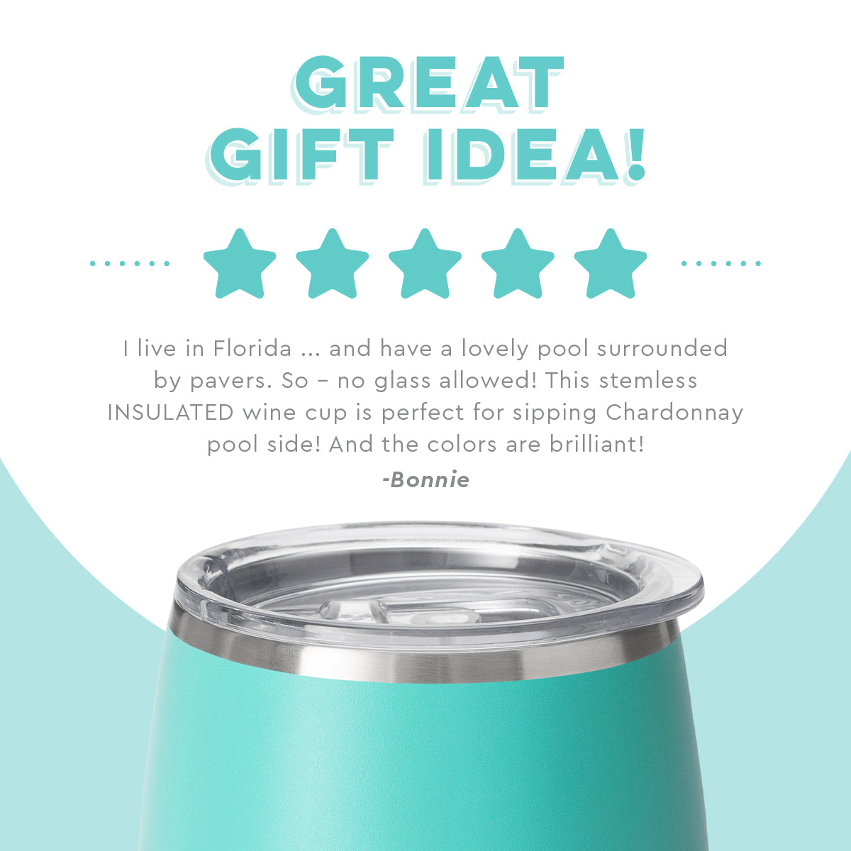 Matte Aqua Stemless Wine Cup (14oz)