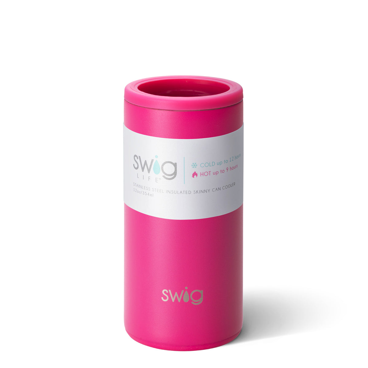Matte Hot Pink Skinny Can Cooler