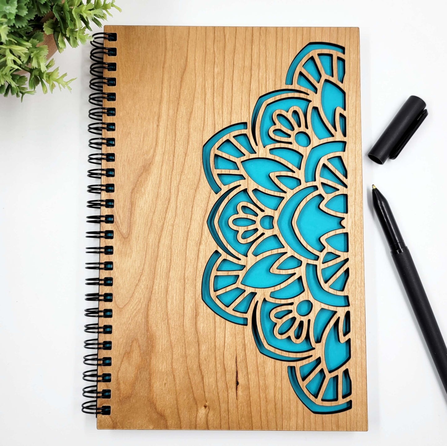 Mandala Wood Journal - Stationery, Journals, Notebook: Blank Paper