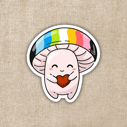 Queer Pride Flag Mushroom Sticker