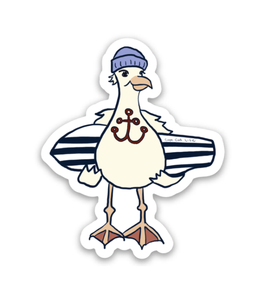 Salty Surfer Seagull Sticker