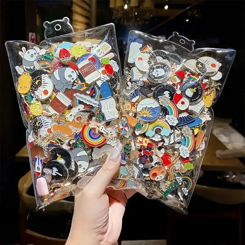 Bulk Enamel Pins for Fashion- Vintage Punk Charm Brooch: 10 Random Pins