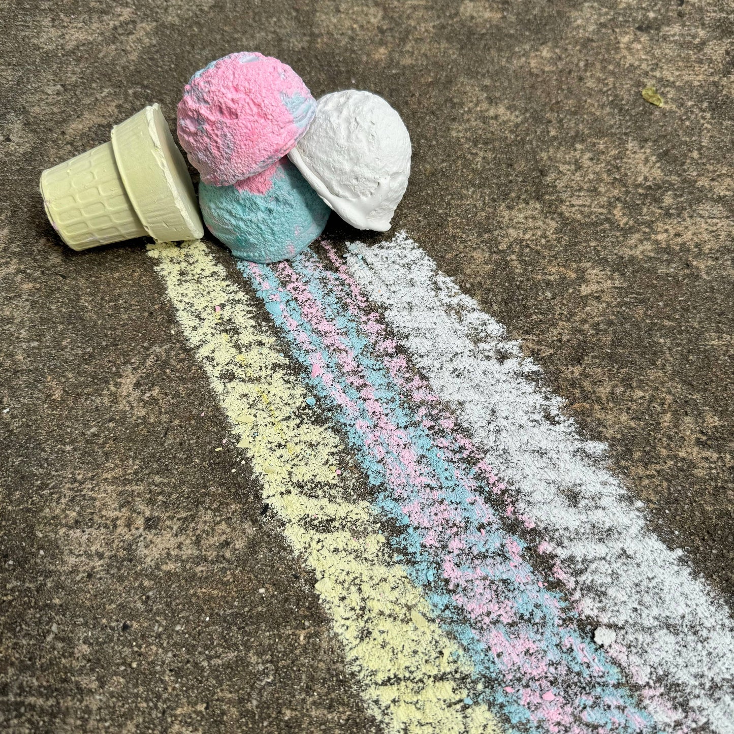 Summer Ice Cream Cones Handmade Sidewalk Chalk: Blue Raspberry Ice Cream Cone