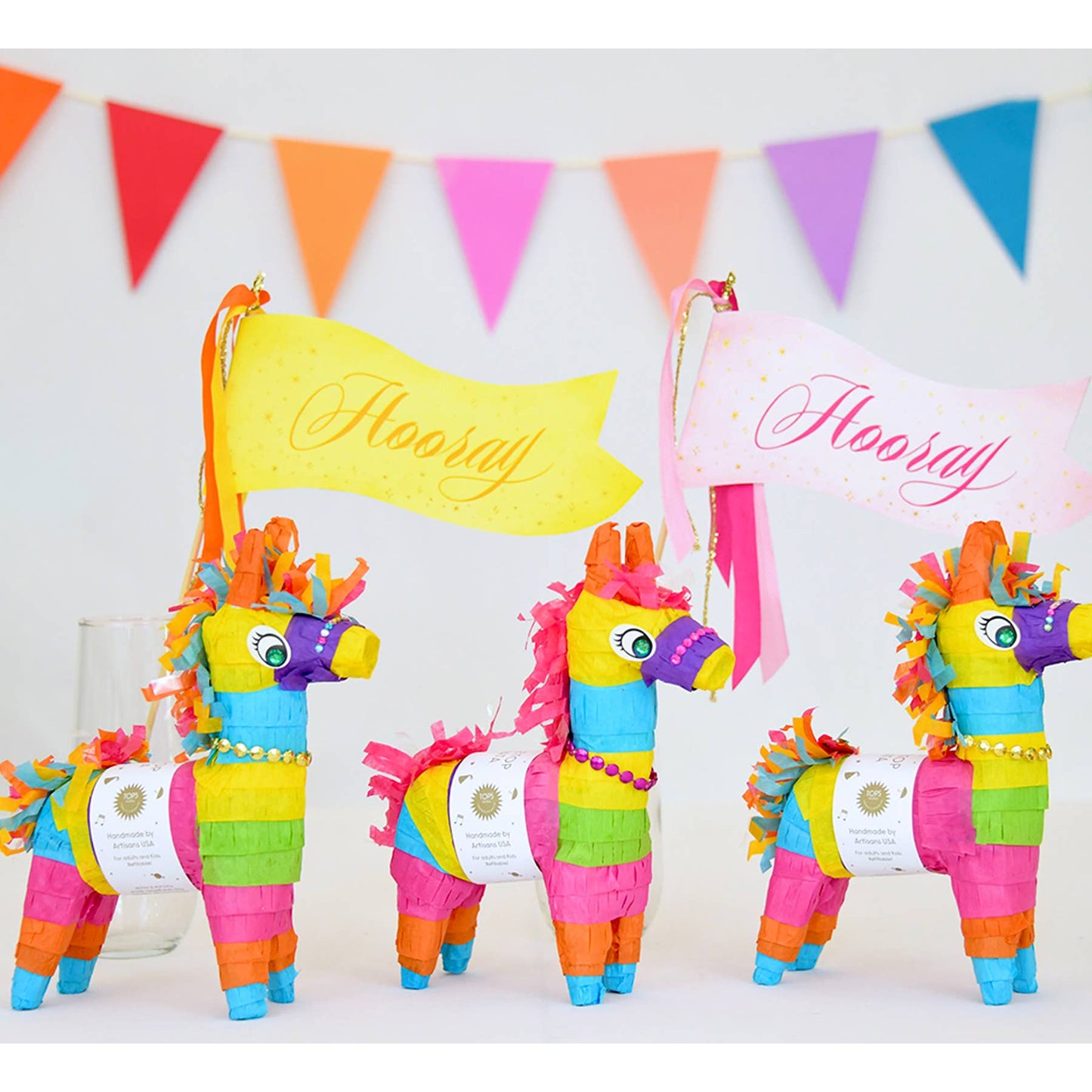 Happy Pennants 12" - "Hooray" & "Happy Birthday" - Set of 12