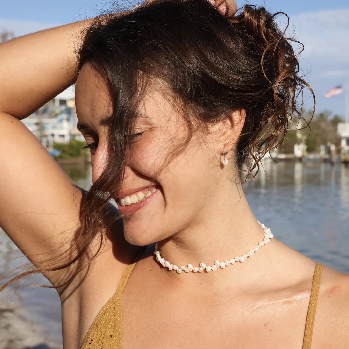Large Pearl Self Love Hoops