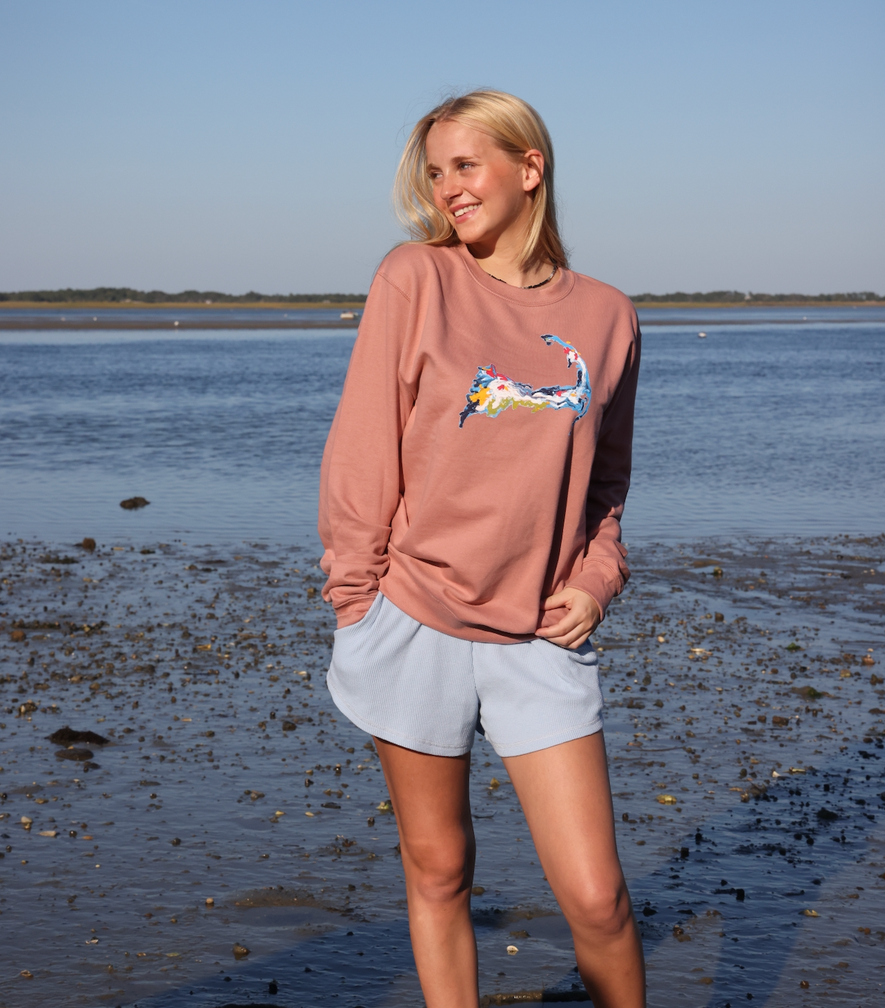 Waffle Scrunch Waist Shorts – Powder Blue Coastal Essential