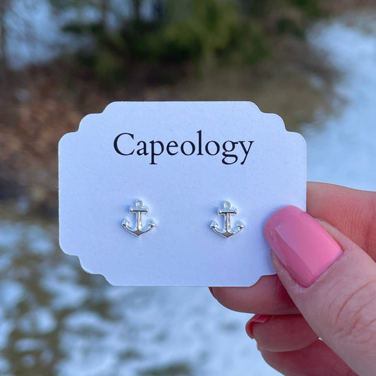 Anchor Earrings: Silver
