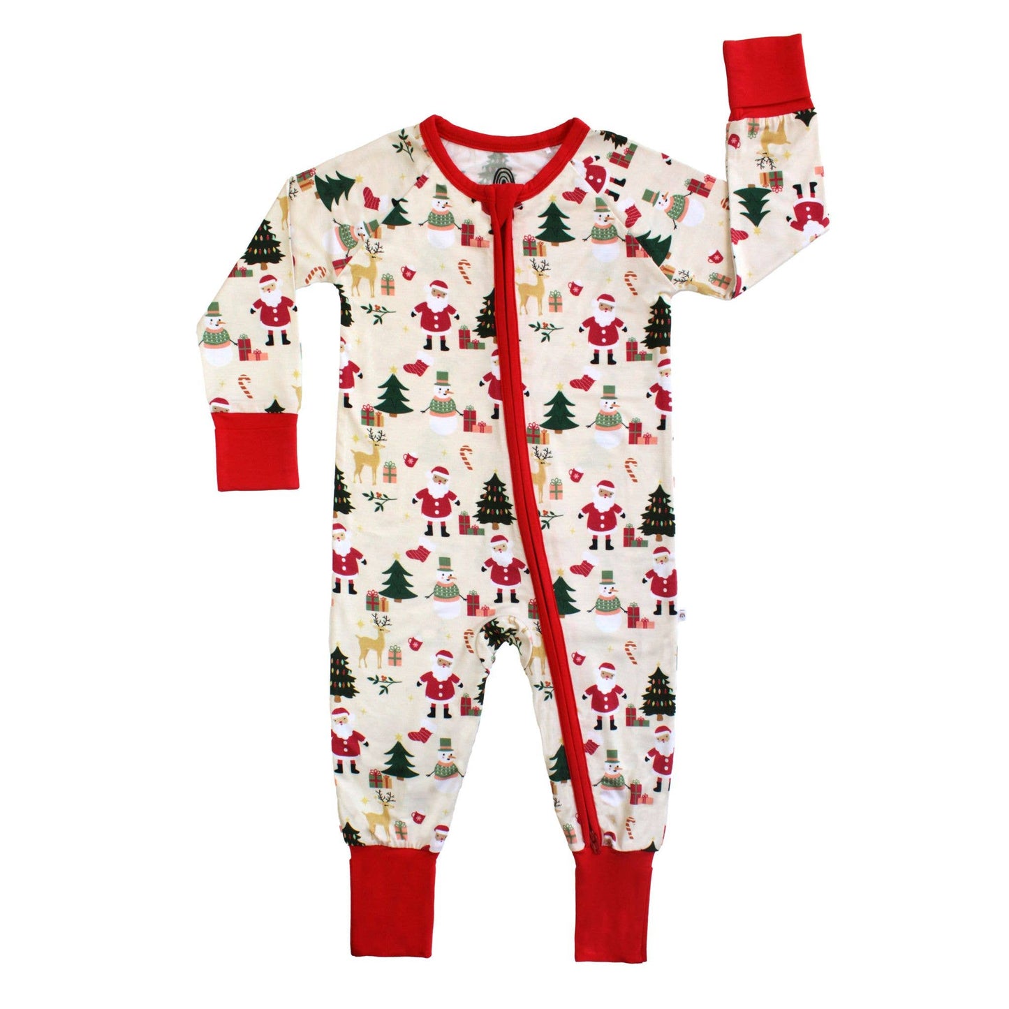 Cozy Christmas Bamboo Convertible Baby Pajama: Red/Multi / 12-18M