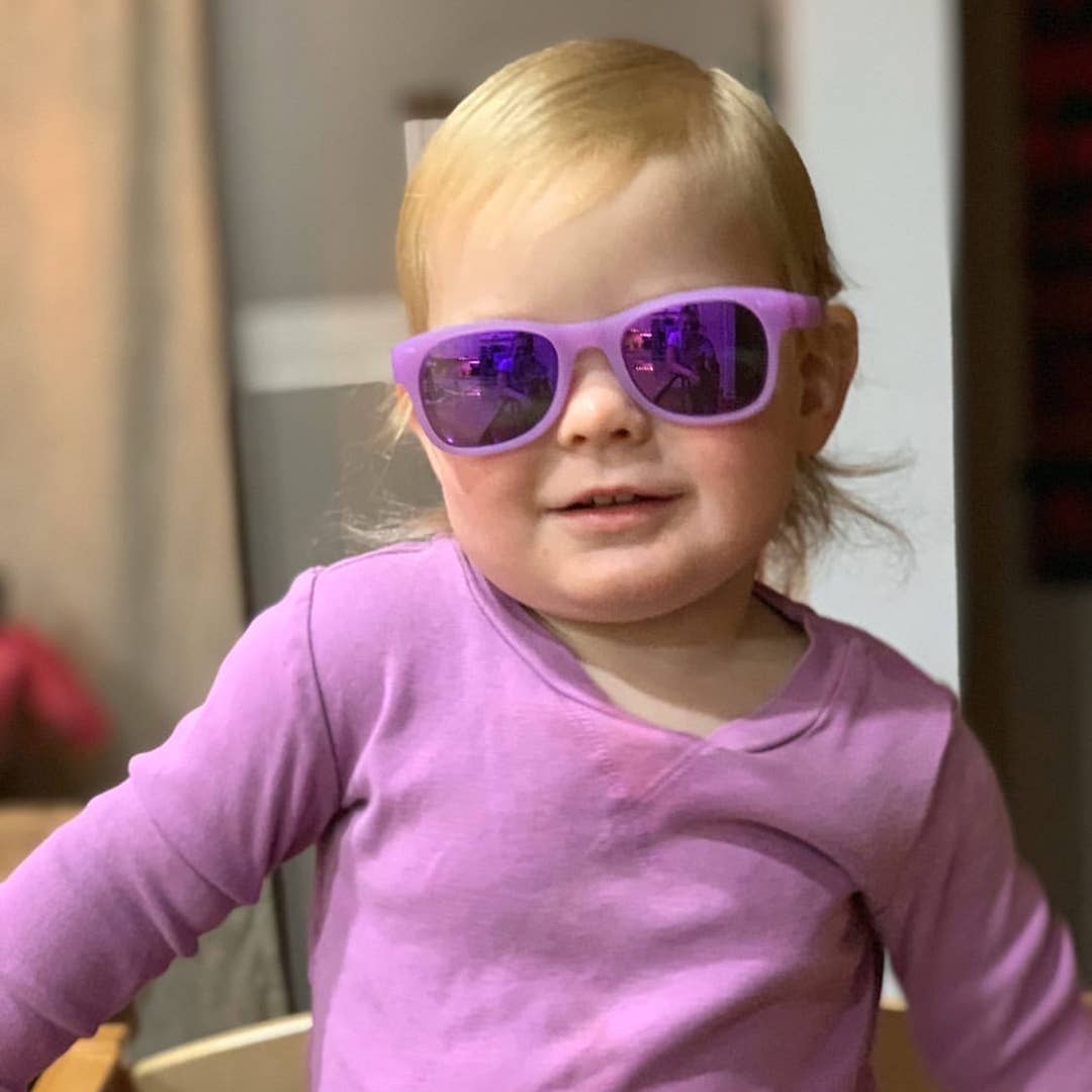 Lavender Glitter Sunglasses: Grey Polarized Lens / Baby (Ages 0-2)