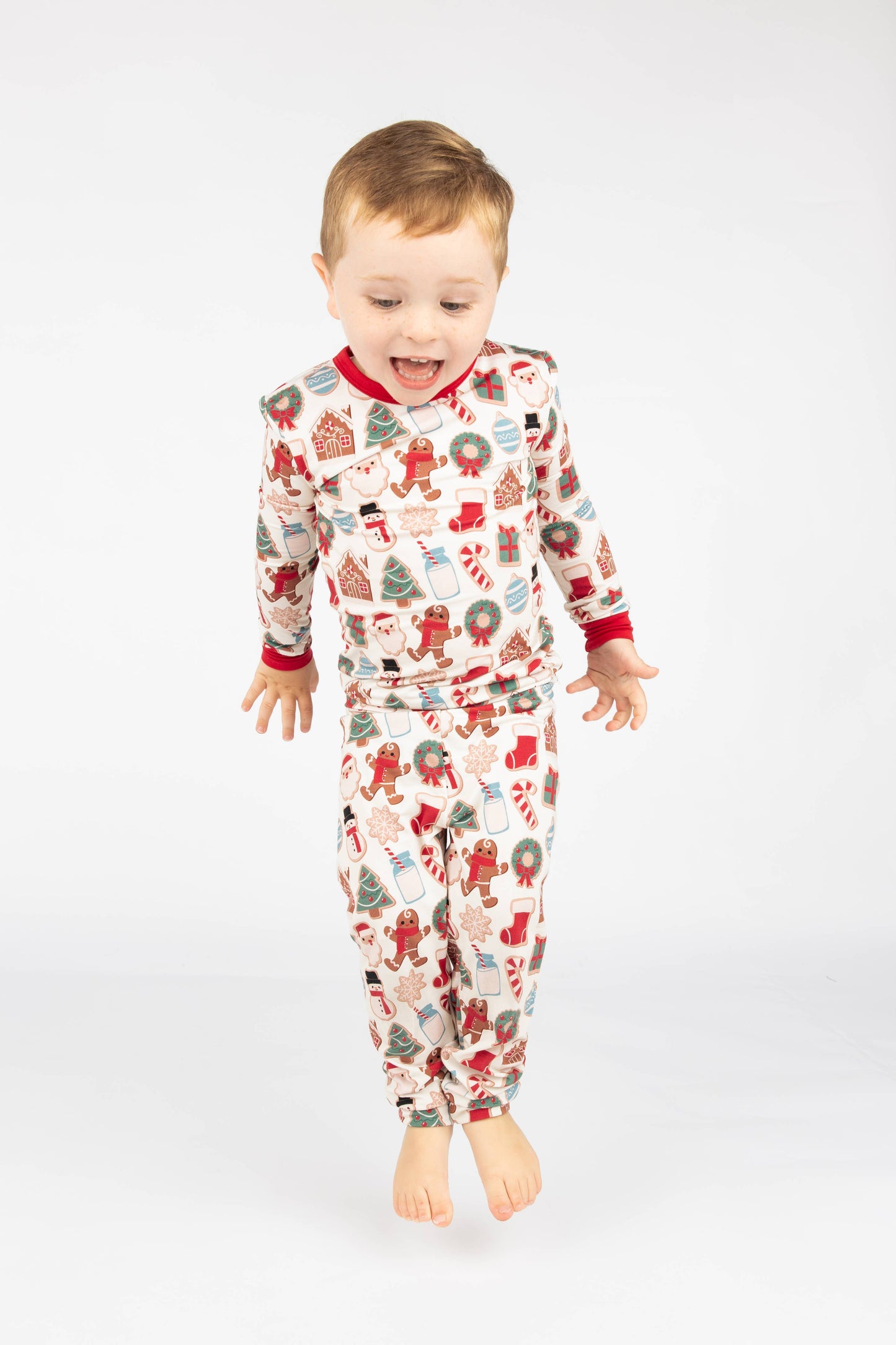 Milk and Cookies Christmas Holiday Bamboo Pajamas Kids Set: 2T