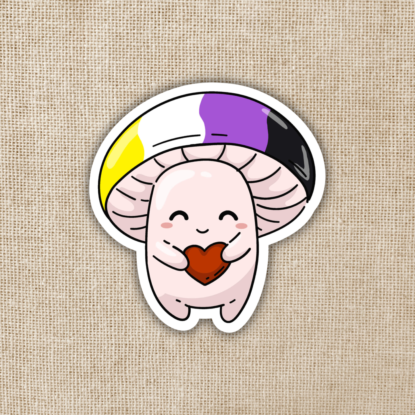 Nonbinary Pride Flag Mushroom Sticker