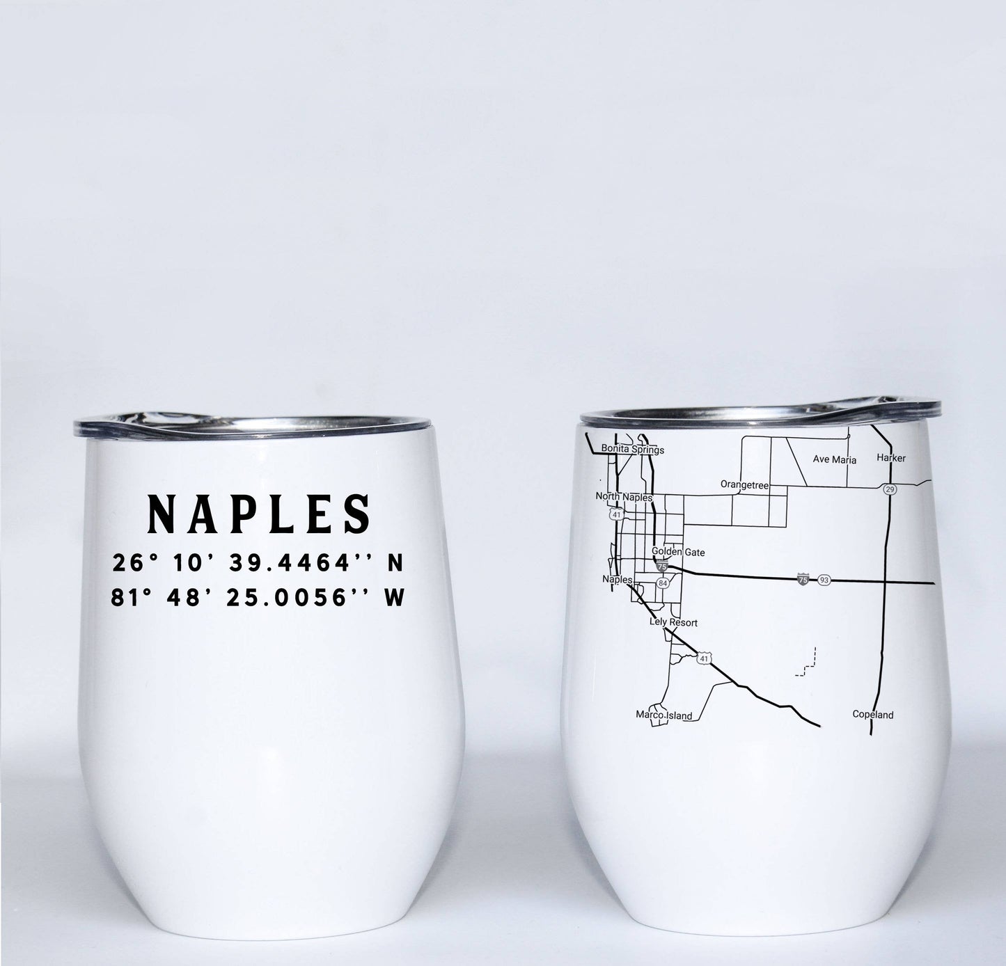 Custom Map Minimalist Black & White  Insulated Wine Tumbler