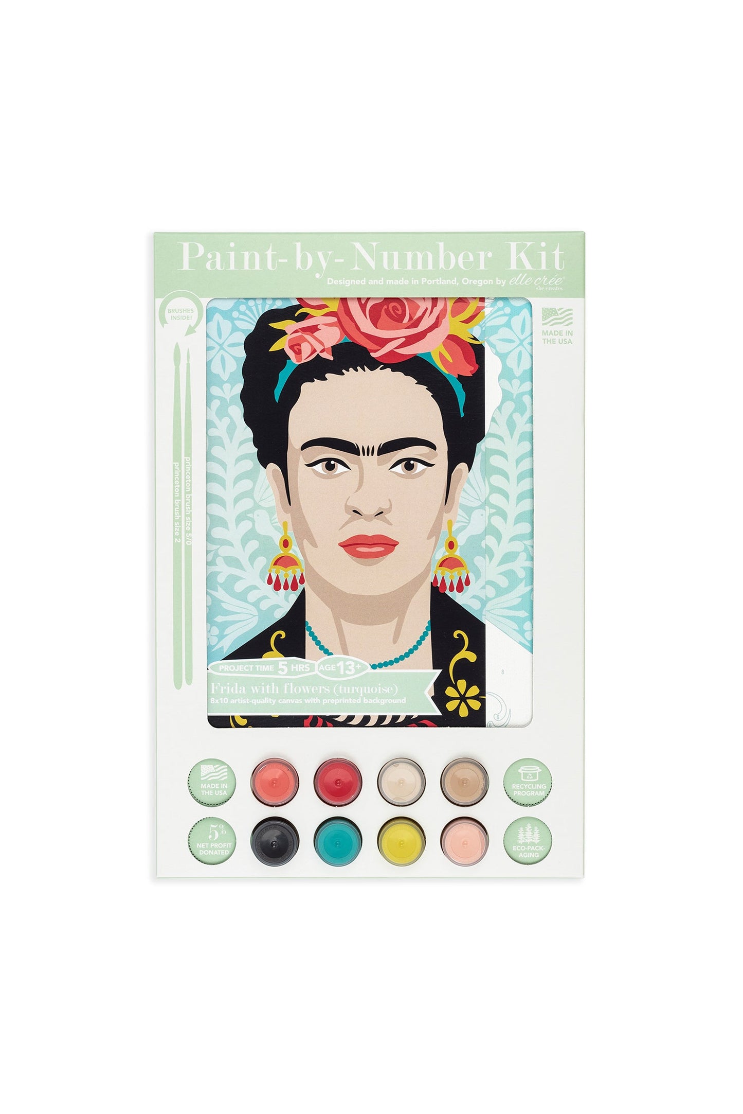 Frida with Flowers (turquoise) | 8x10 paint-by-number kit