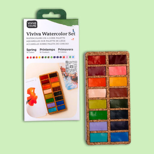 Viviva Spring Pans Set - 16 Watercolors (Casepack of 10)