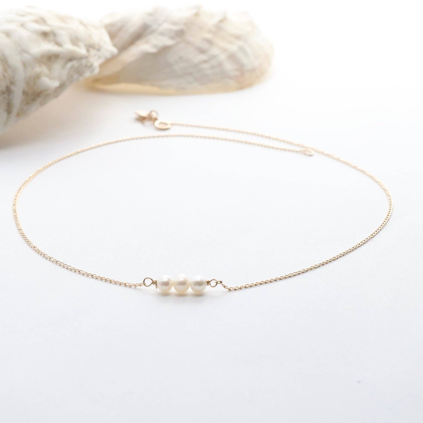 Dainty Triple Pearl Choker: Gold Filled