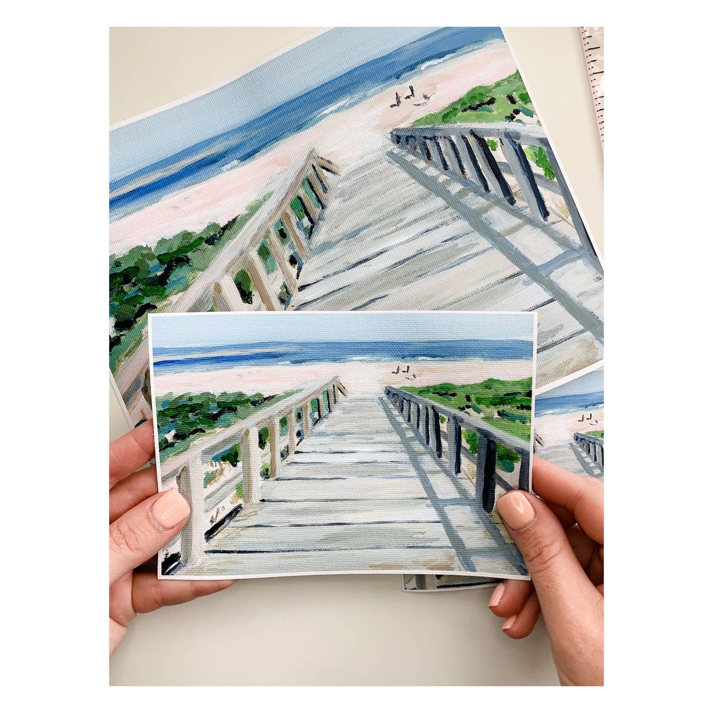 Beach Boardwalk, Unframed Print on Canvas: 8 x 10