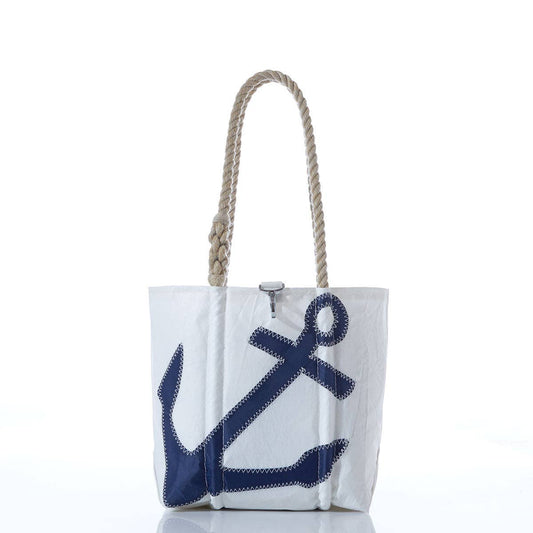Navy Anchor Handbag with Hemp Rope Handles