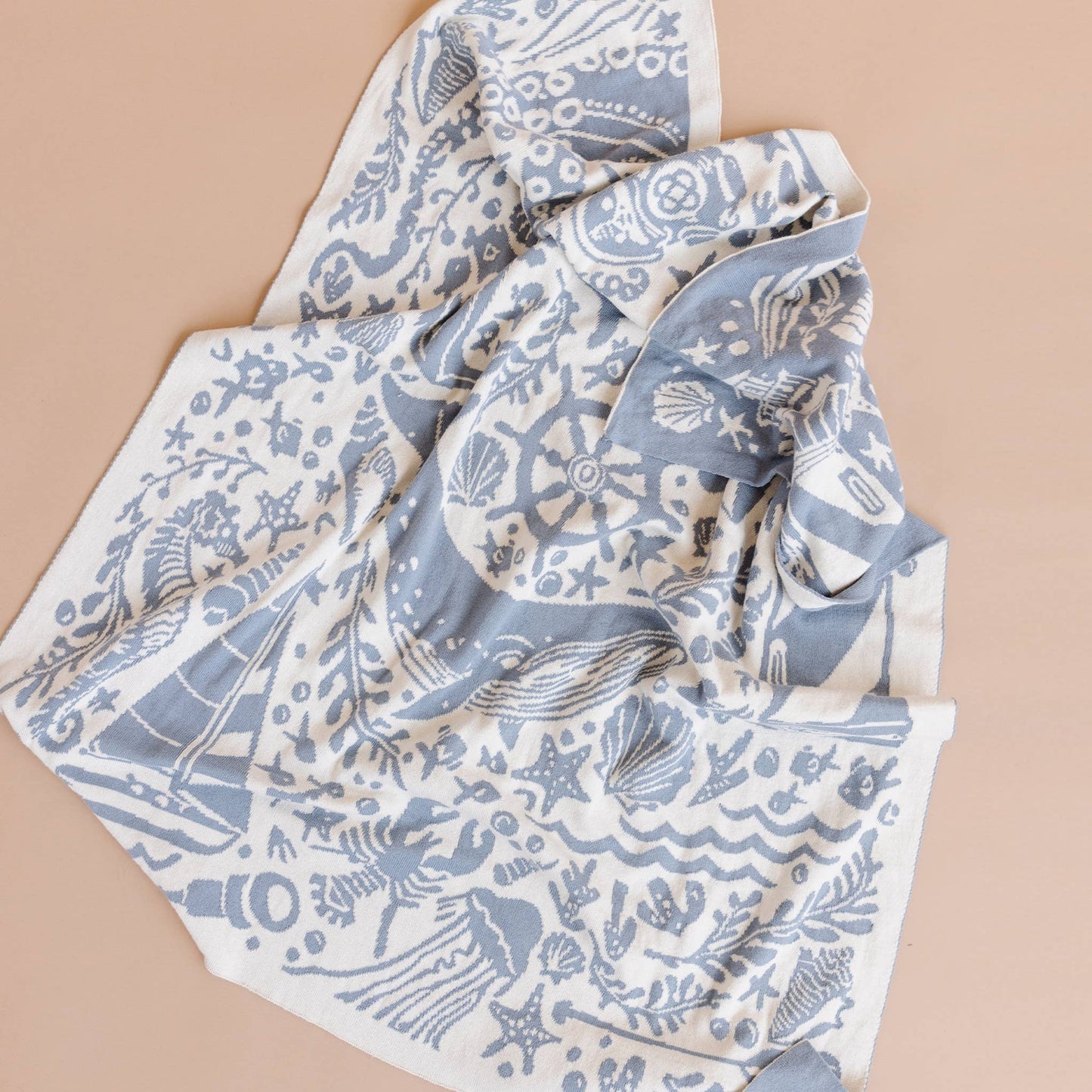 Nautical Baby Gift Set Crab Cotton Blanket Teether Hat Summer