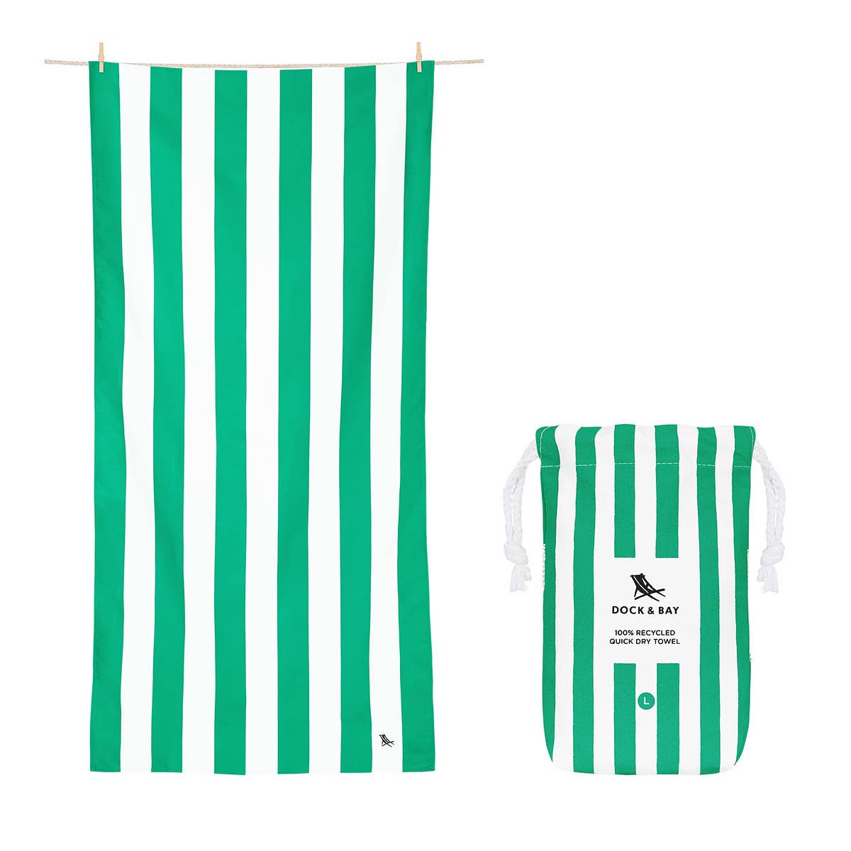 Dock & Bay Quick Dry Towels - Cabana - Cancun Green: Extra Large (78x35")