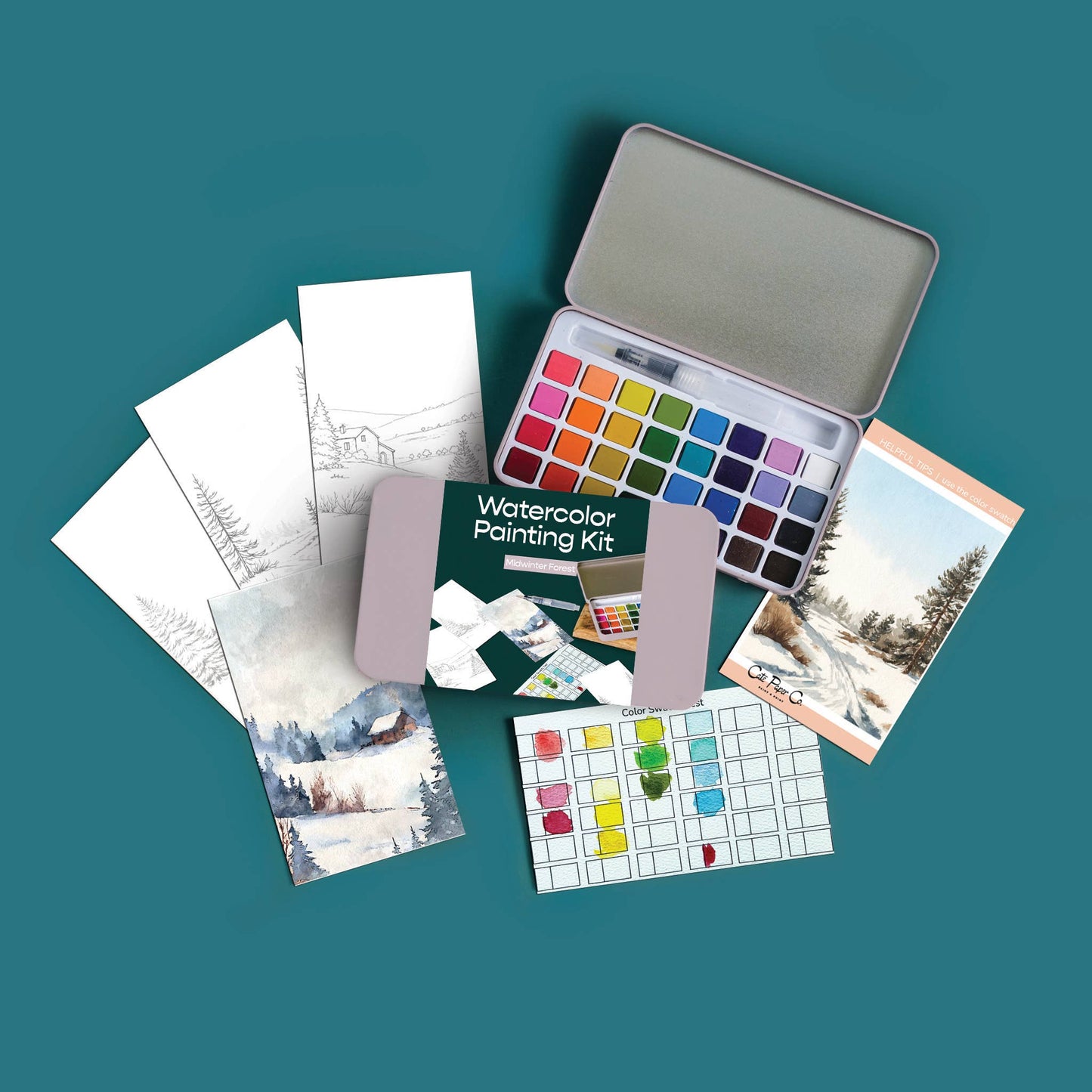 Midwinter Forest watercolor painting kit