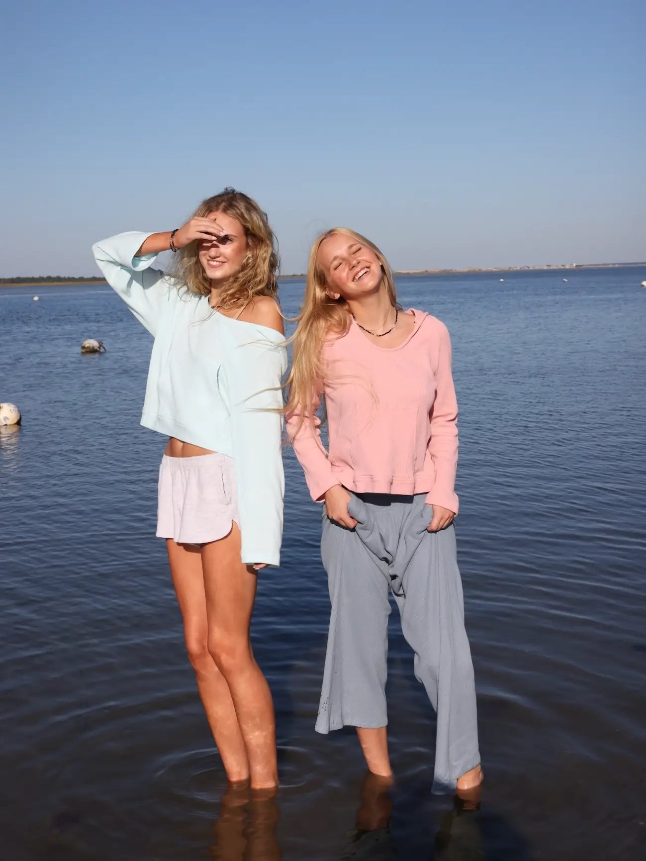 Ballet Blush Waffle Hoodie – 100% Cotton Coastal Essential
