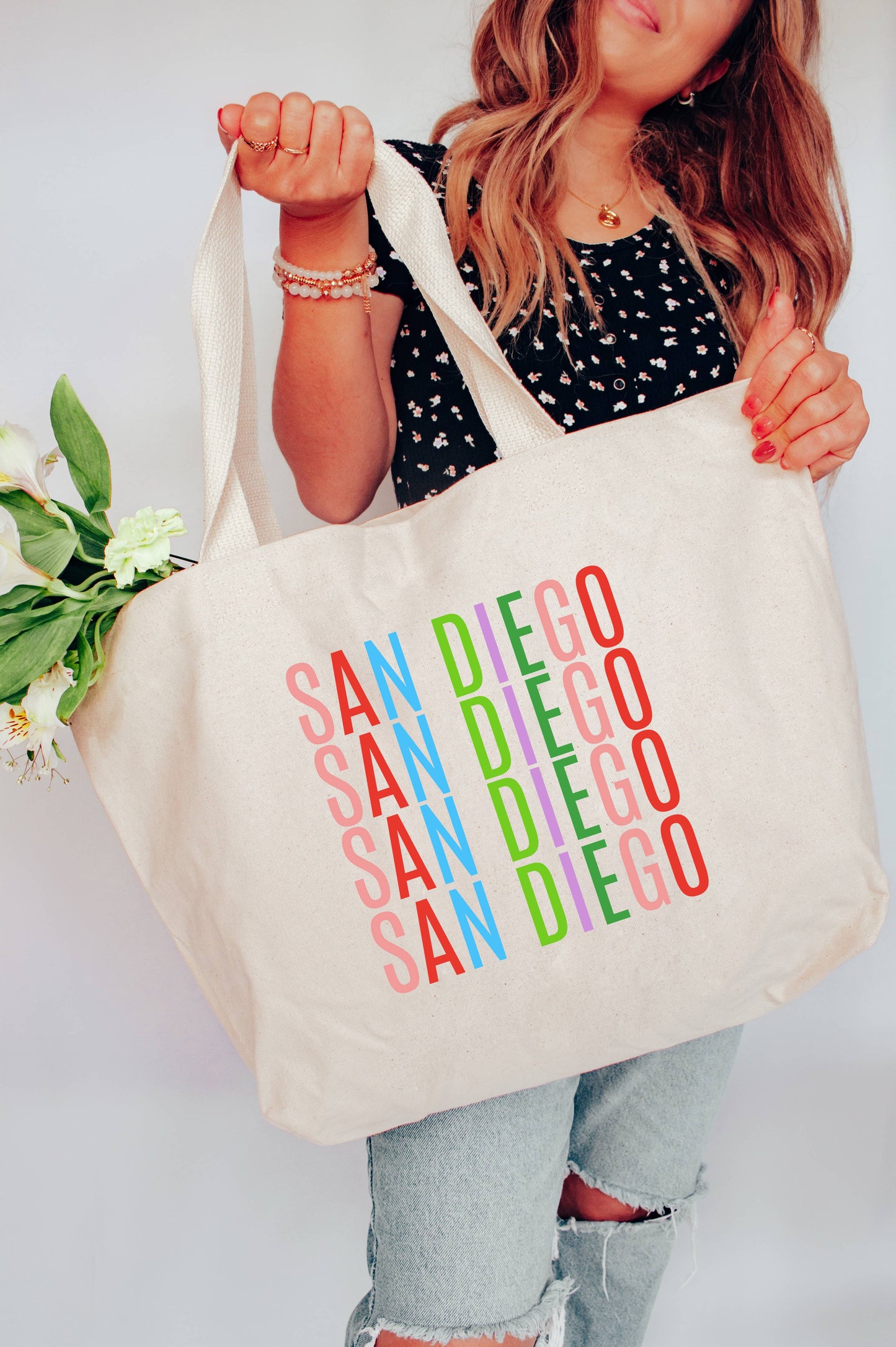 Custom  Colorful (Your City)  Name  Tote Bag 2 SIZES: M