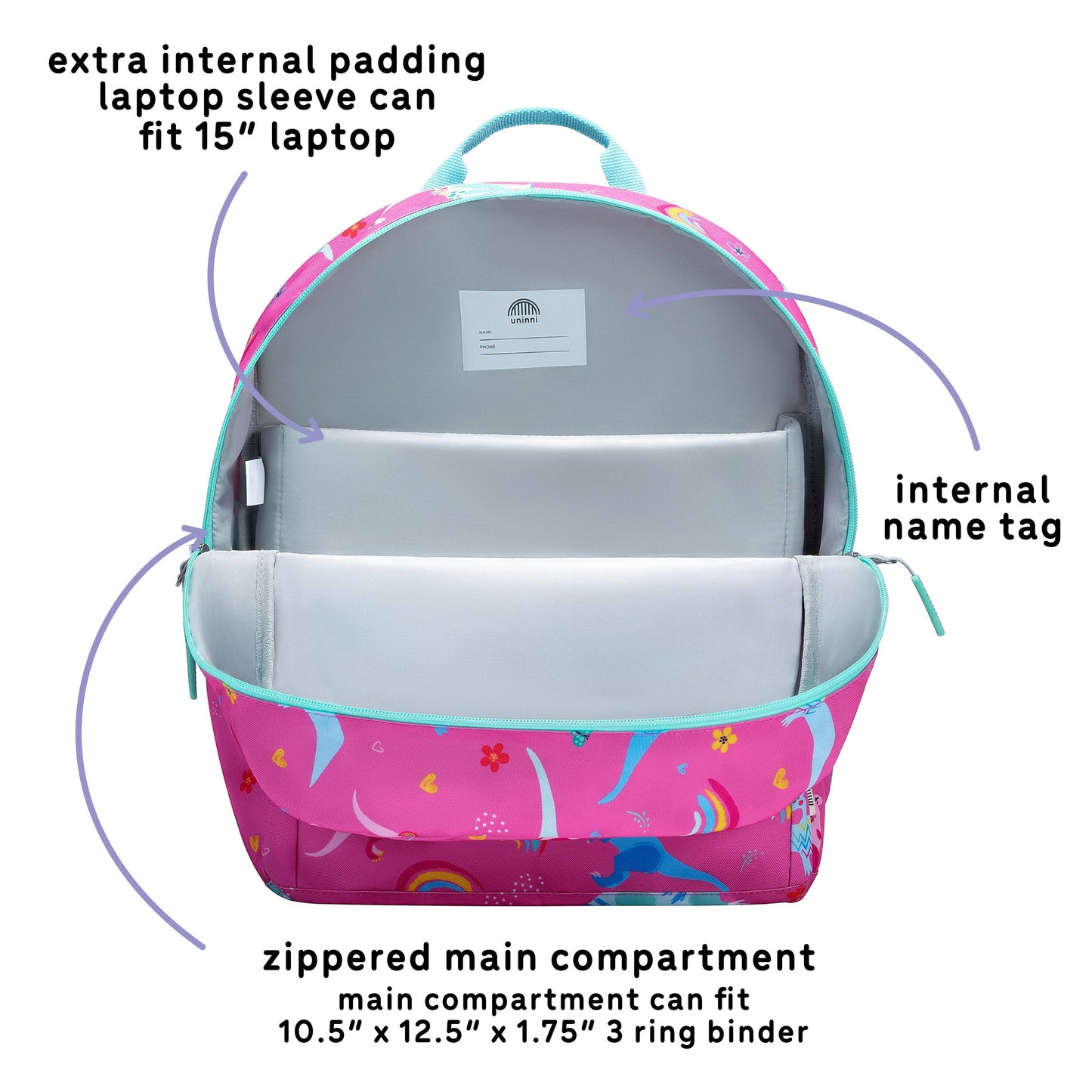 Ethan Backpack-Pink Dinosaur: Pink Dinosaur