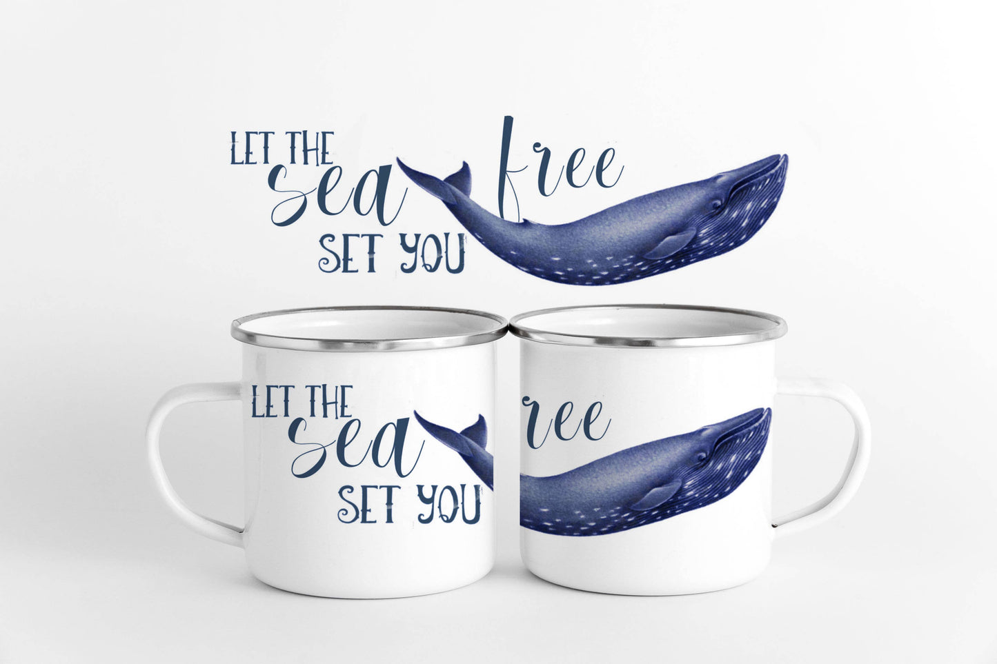 Whale Enamel Camp Mug | Nautical Ocean Coastal Gift Shops : White