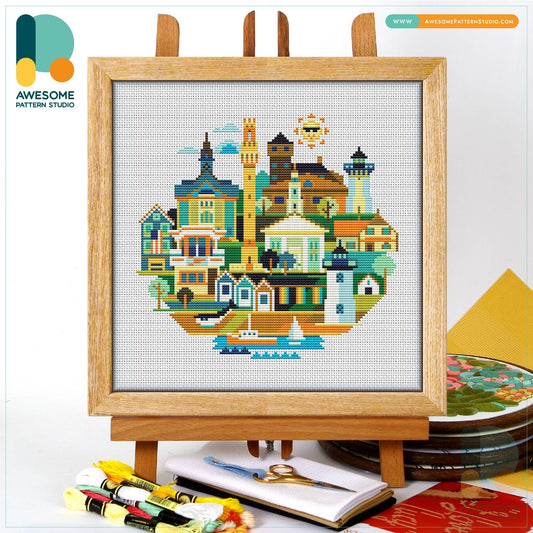 Provincetown Massachusetts Counted Cross Stitch Kit: CS2412(110 x 103) / Kit #2