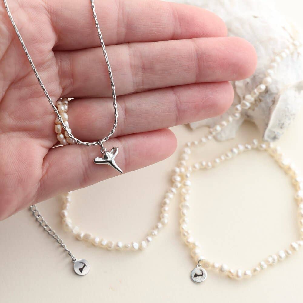 Cape Cod Jaws Shark Tooth Necklace: Surf Steel