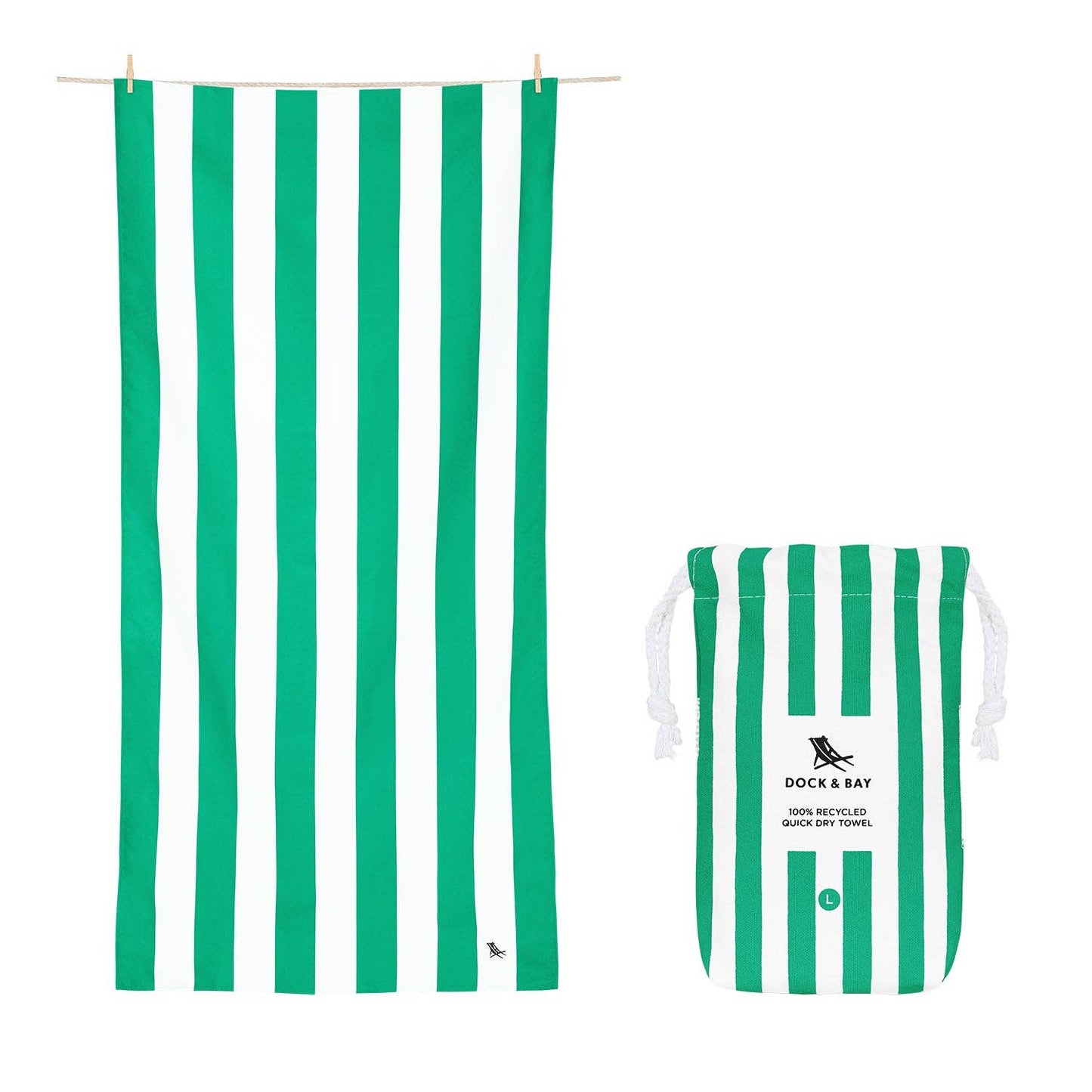 Dock & Bay Quick Dry Towels - Cabana - Cancun Green: Extra Large (78x35")