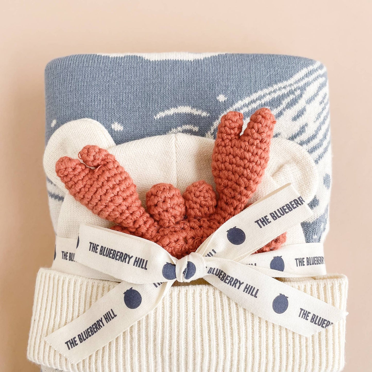 Nautical Baby Gift Set Crab Cotton Blanket Teether Hat Summer