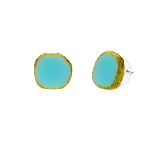 Light Sky Blue Small Circle Glass Beaded Studs