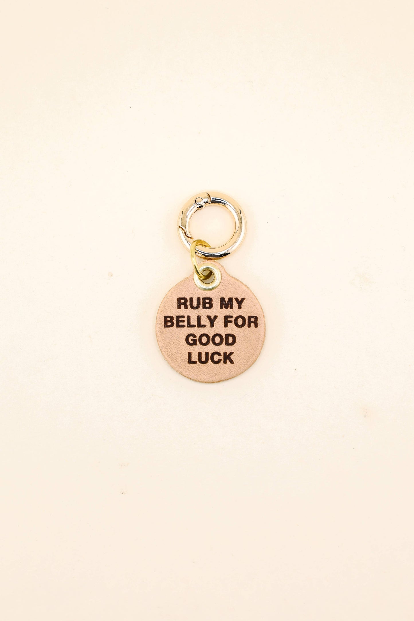 Rub My Belly Pet Tag: Kelly Green Acrylic