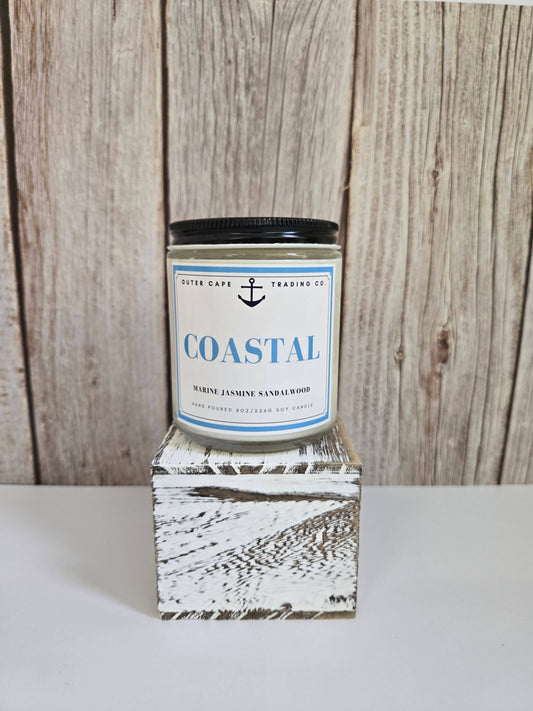 Coastal Soy Wax Crackling Wooden Wick Candle  bulk wholesale: 8oz