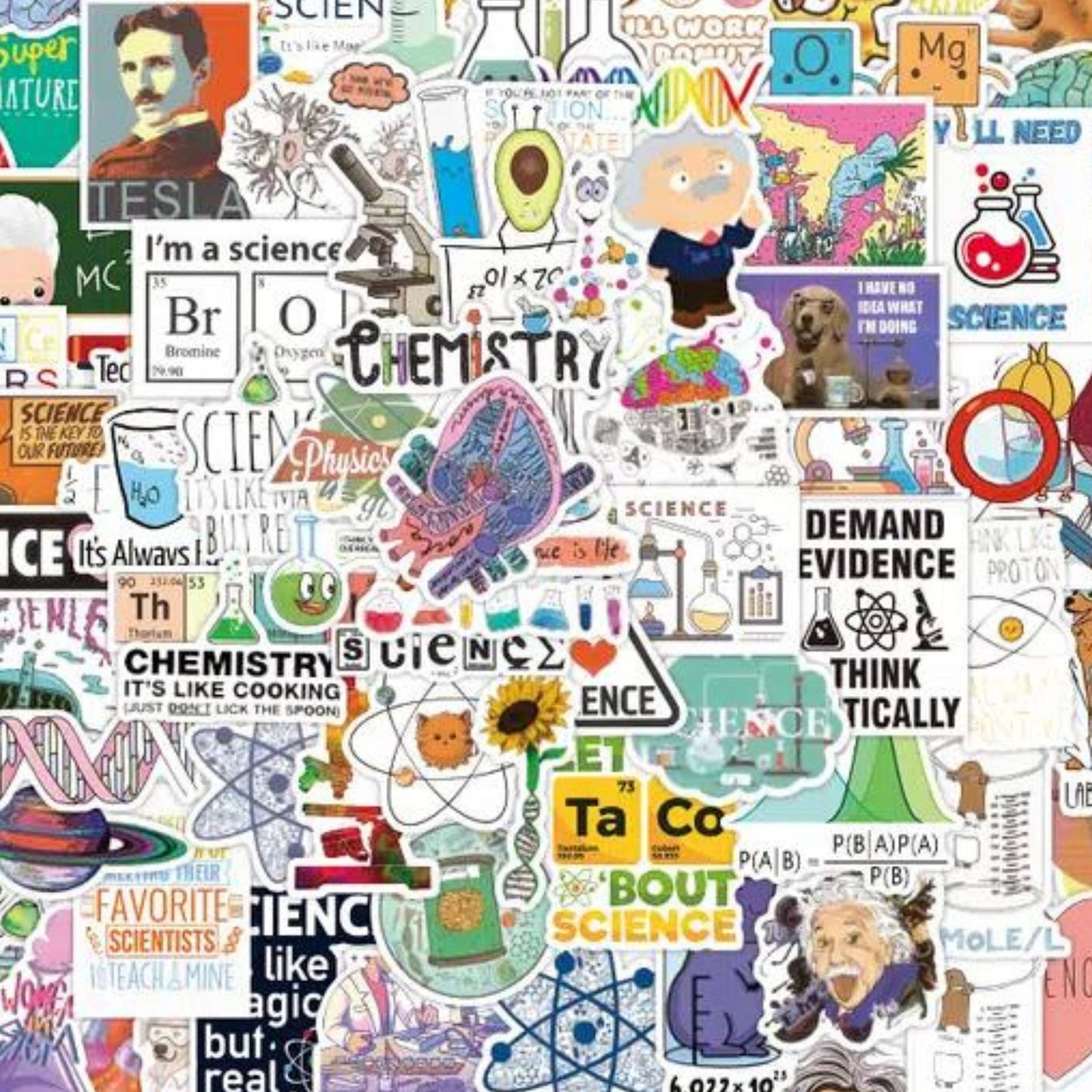 Sciences Stickers Pack, Great Scientists Sticker Pack, Myste: 20 Stickers