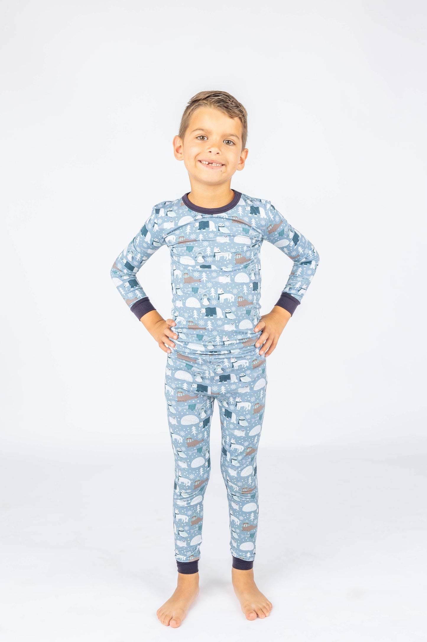 Polar Pals Winter Bamboo Kids Pajamas Toddler Sleep Set: 3T