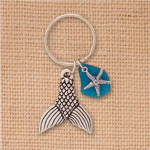 Mermaid Tail w/Turq Seaglass Keychain