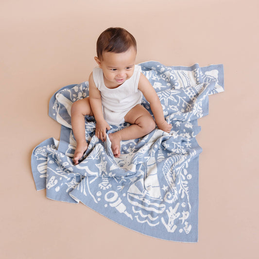 Nautical Blanket Organic Cotton Baby Gift Spring Summer