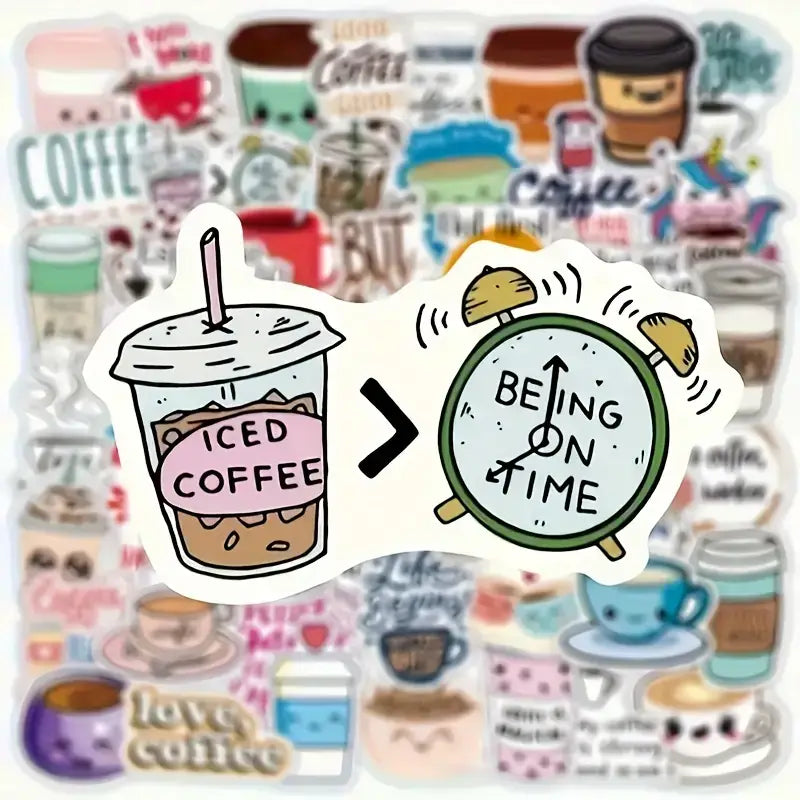 Cute Coffee-Themed Sticker Pack – Fun & Aesthetic Designs: 10 Stickers