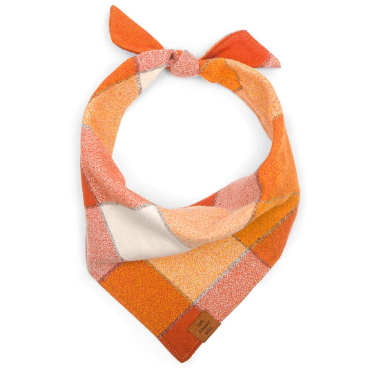 Pumpkin Spice Flannel Fall Dog Bandana: Medium