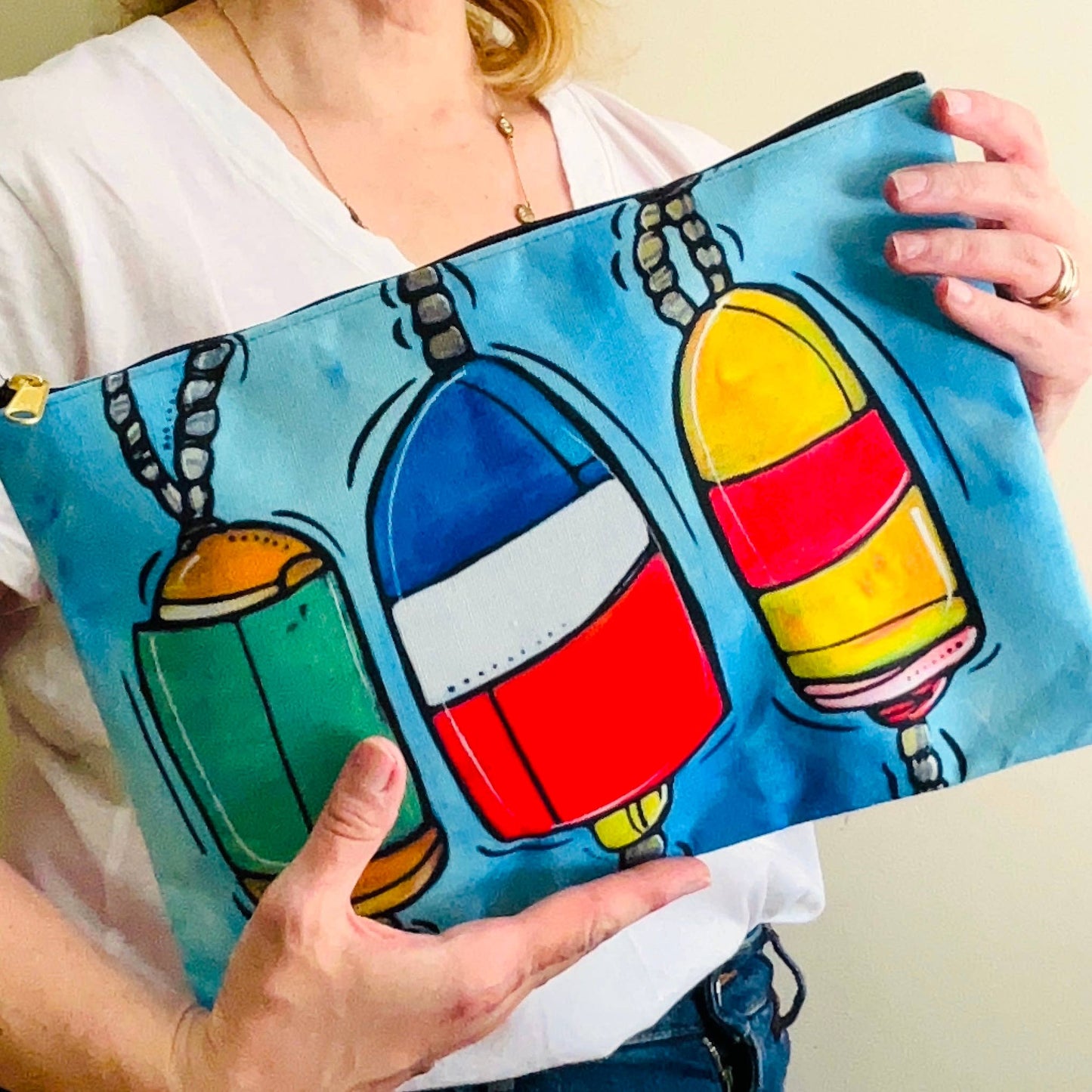 Large Nautical Buoys Zipper Clutch Pouch