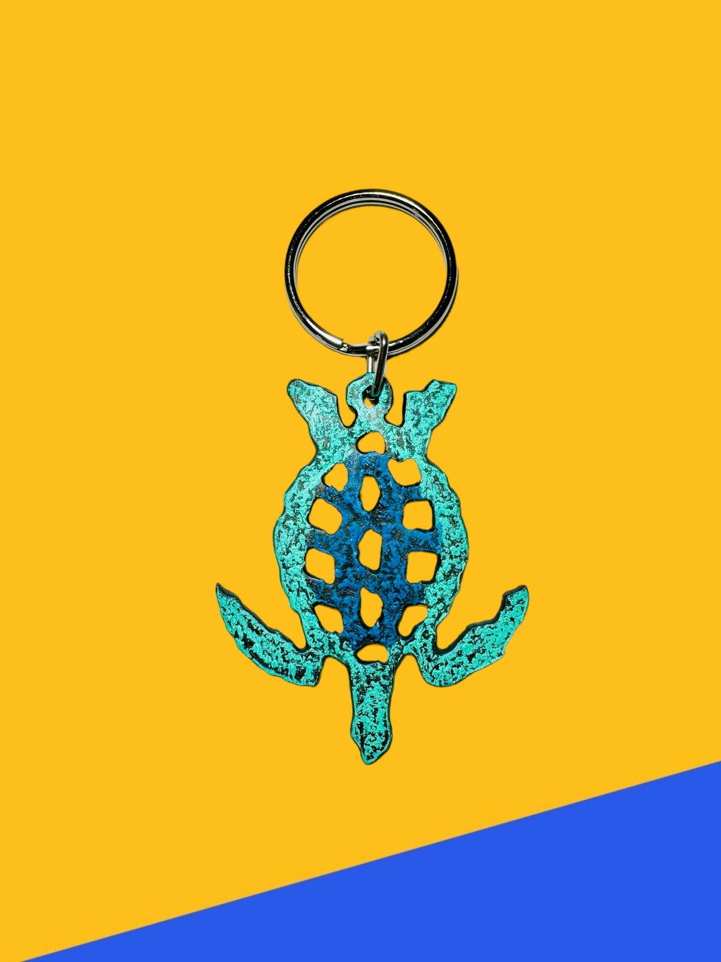 Sea turtle keychain key fob metal products nautical gift eco