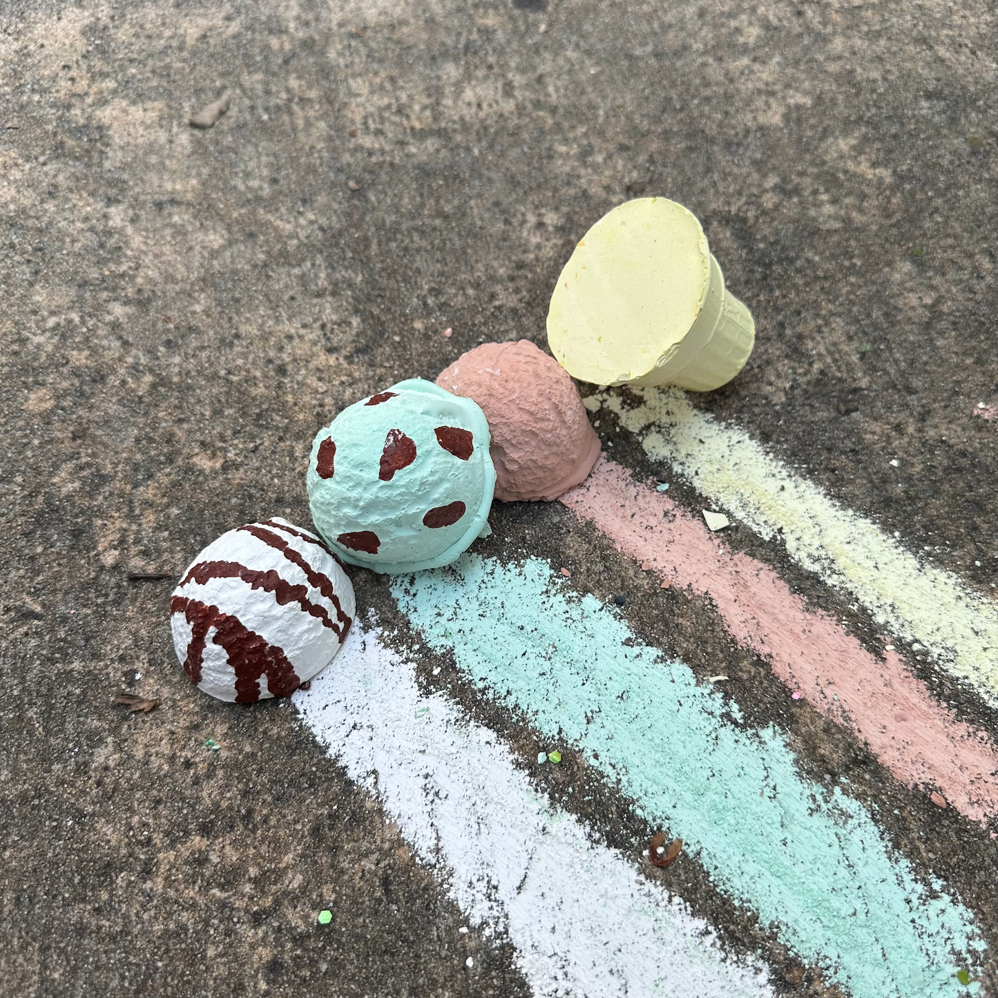 Summer Ice Cream Cones Handmade Sidewalk Chalk: Blue Raspberry Ice Cream Cone